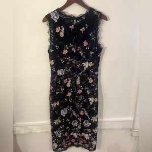 BCBG floral lace black dress size 10